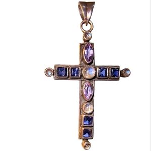 Nicky Butler Multi Gemstone & Sterling Silver Cross Pendant
